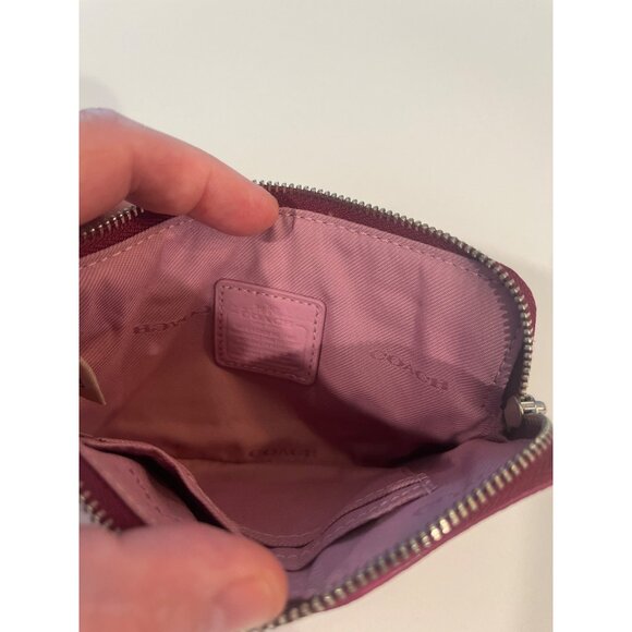 Coach Leather Zip Card Holder In Berry & Pink - Picture 4 of 7